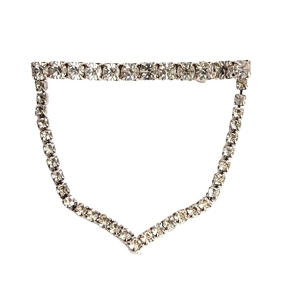 Vintage Rhinestones Brooch Silver Tone Crest Dangle Movement Clear 50s 60s - Picture 1 of 6